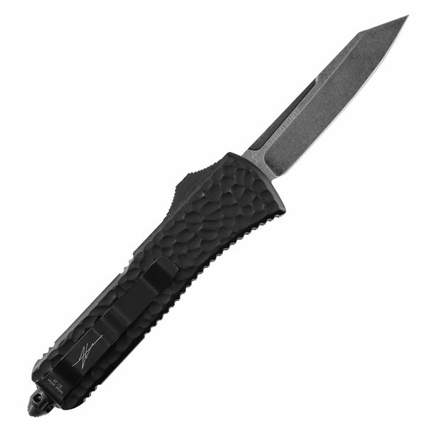 GREEN GLOW CARBON OTF KNIFE - REVERSE TANTO