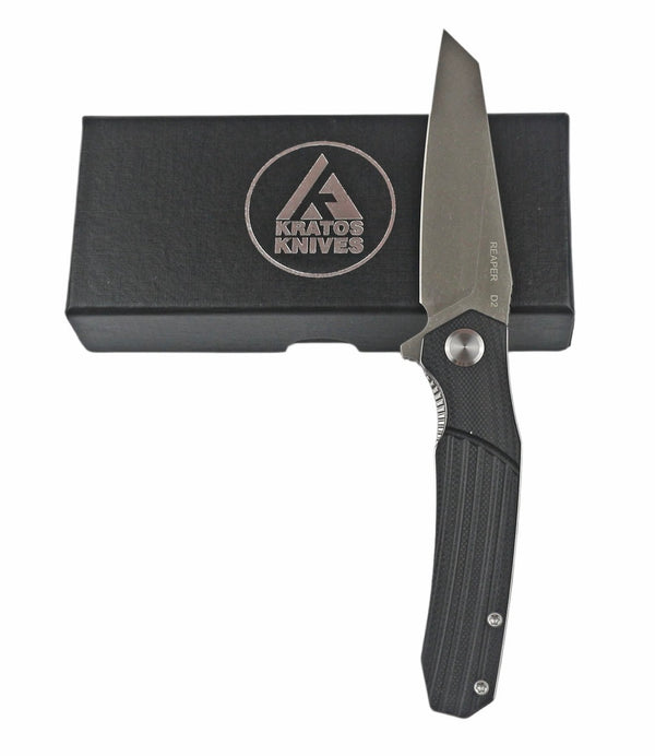 Reaper TX - Folding Pocket Knife - Reverse Tanto - Textured Grip - Black