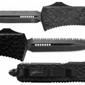 BLUE GLOW CARBON OTF KNIFE - HALF SERRATED DAGGER