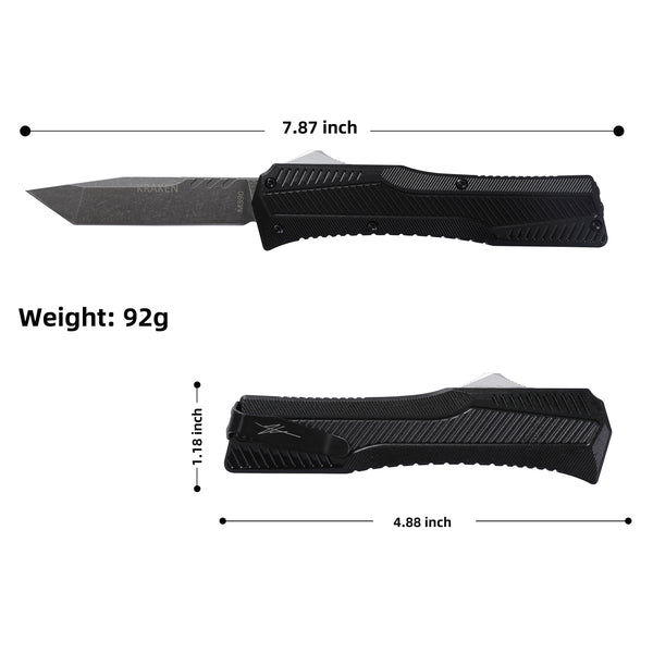 KRAKEN OTF KNIFE - TANTO - BLACK