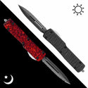 RED HORNET - GLOW CARBON OTF KNIFE - HALF SERRATED DAGGER