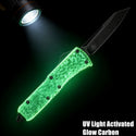 GREEN GLOW CARBON OTF KNIFE - REVERSE TANTO