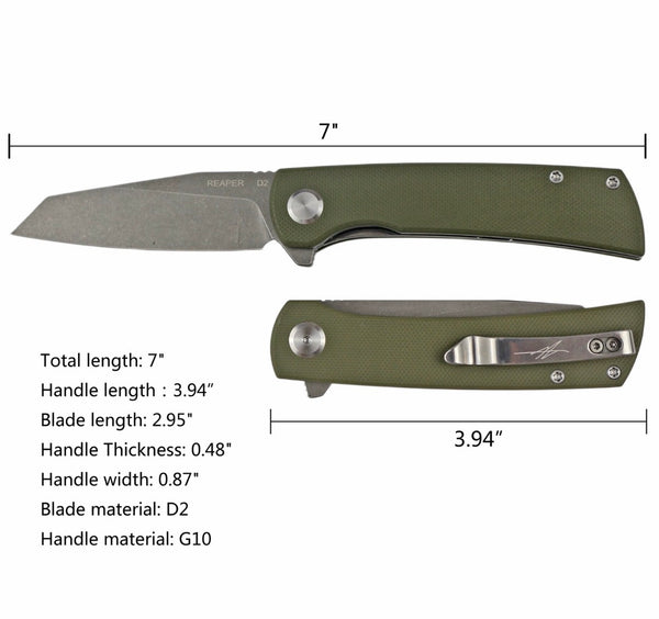 Reaper - Folding Pocket Knife - Reverse Tanto - Green