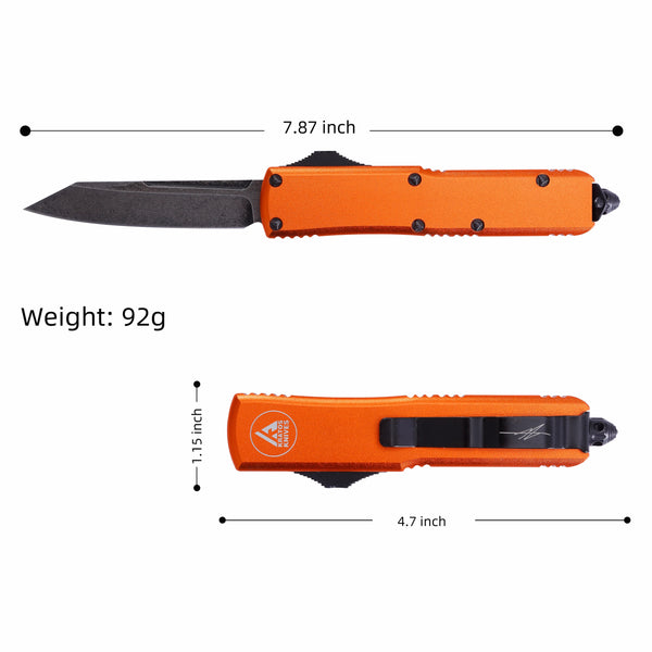 HIGH PERFORMANCE OTF KNIFE - ORANGE - REVERSE TANTO