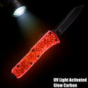 RED GLOW CARBON OTF KNIFE - REVERSE TANTO