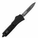 GREEN GLOW CARBON OTF KNIFE - HALF SERRATED DAGGER