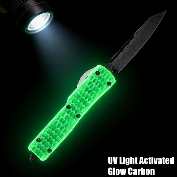 GREEN HORNET - GLOW CARBON OTF KNIFE - REVERSE TANTO
