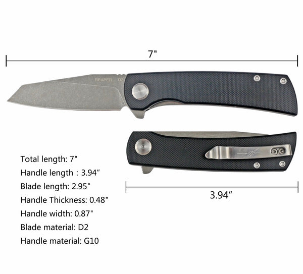 Reaper - Folding Pocket Knife - Reverse Tanto - Black