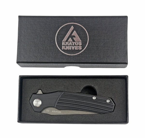 Reaper TX - Folding Pocket Knife - Reverse Tanto - Textured Grip - Black