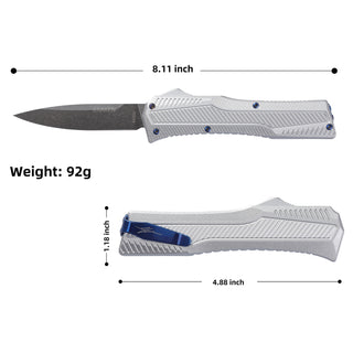KRAKEN OTF KNIFE - DROP POINT - SILVER