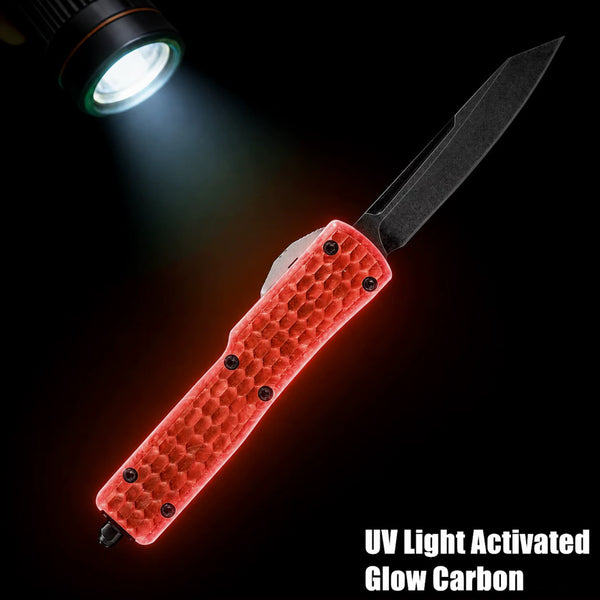 RED HORNET - GLOW CARBON OTF KNIFE - REVERSE TANTO