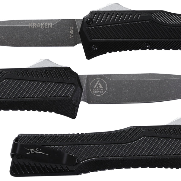 KRAKEN OTF KNIFE - DROP POINT - BLACK