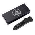 GREEN GLOW CARBON OTF KNIFE - HALF SERRATED DAGGER