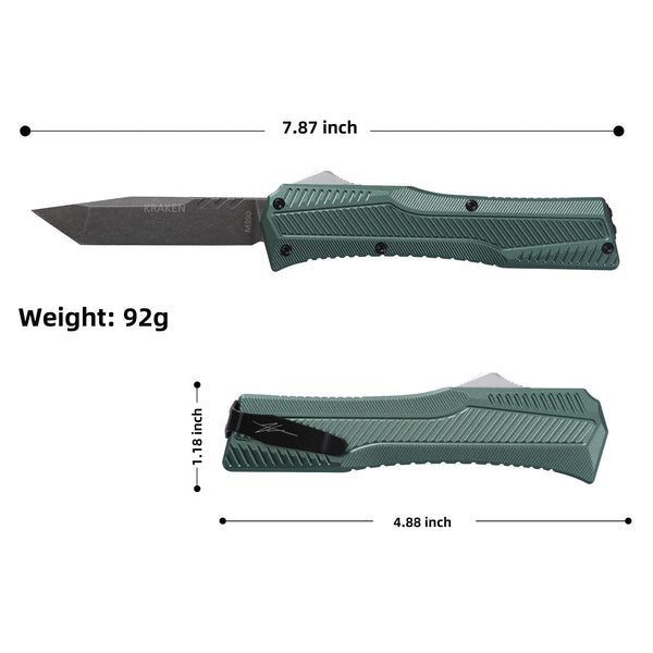 KRAKEN OTF KNIFE - TANTO - GREEN