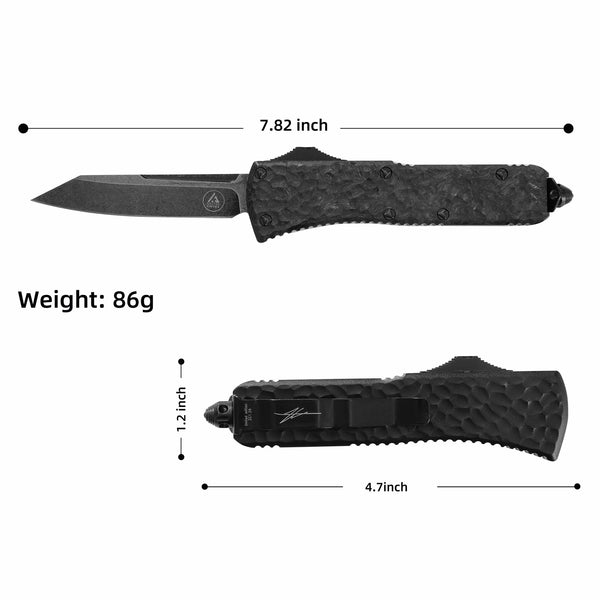 GREEN GLOW CARBON OTF KNIFE - REVERSE TANTO