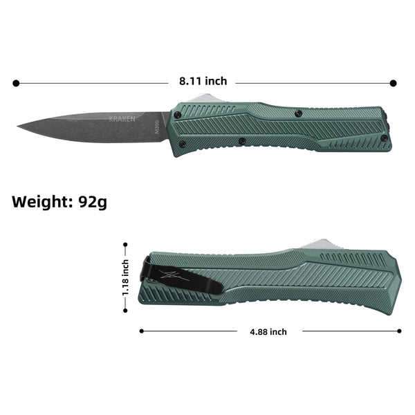 KRAKEN OTF KNIFE - DROP POINT - GREEN