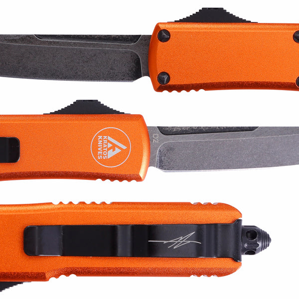 HIGH PERFORMANCE OTF KNIFE - ORANGE - REVERSE TANTO