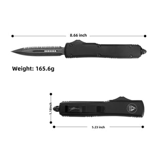 OTF SIG SERIES LARGE - BLACK - HALF SERREATED DAGGER