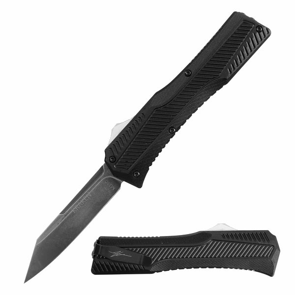 KRAKEN OTF KNIFE - BLACK - REVERSE TANTO