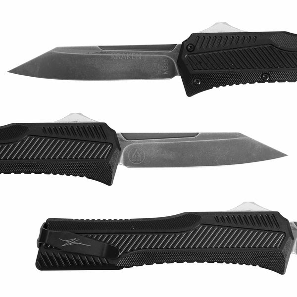 KRAKEN OTF KNIFE - BLACK - REVERSE TANTO