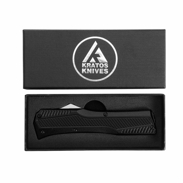 KRAKEN OTF KNIFE - BLACK - REVERSE TANTO
