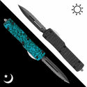 BLUE HORNET - GLOW CARBON OTF KNIFE - HALF SERRATED DAGGER