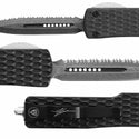 GREEN HORNET - GLOW CARBON OTF KNIFE - HALF SERRATED DAGGER