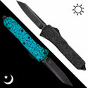 BLUE GLOW CARBON OTF KNIFE - REVERSE TANTO