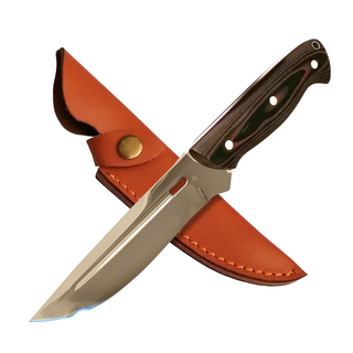  Hunting Knife with Gut Hook, 7.68 Fixed Blade Knife Full  Tang, 440C Hardened Stainless Steel Wood Handle, Leather Sheath Included by  Kratos - ZFS3 : Sports & Outdoors