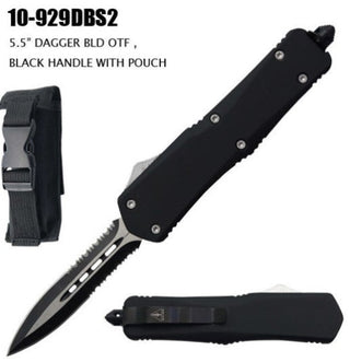 OTF BLACK SERRATED DAGGER AUTO POCKET KNIFE
