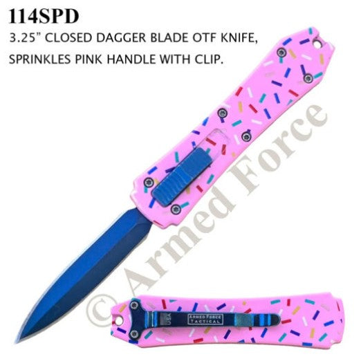 MINI OTF PINK SPRINKLE AUTO POCKET KNIFE