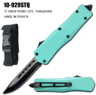 OTF Drop Point Auto Pocket Knife, Turquoise
